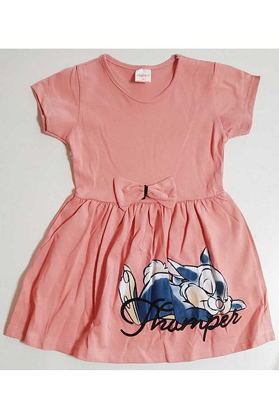 neocotton Rabbit Printed Cotton Combed Dress for Girl - Short Sleeve