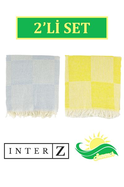 INTER Z Σετ 2 σκακιέρας με μοτίβο - 70x155 εκ. Πετσέτα θαλάσσης και παντελόνι