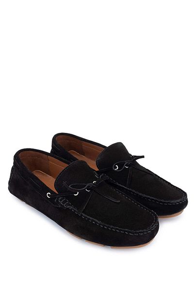 Tamer Tanca Genuine Leather Black Suede Men's Loafer