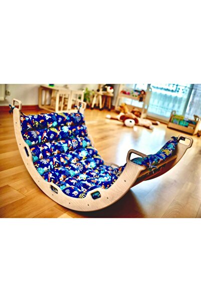 KIDOPPO Pikler Tırmanma Köprüsü | Montessori Kemer ve Yastık | Orman Desenli Yastık ve Çocuk Beşiği