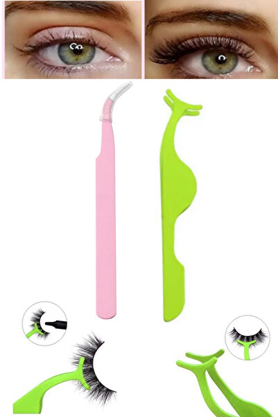 Uniquem Takma Kirpik İpek Kirpik Uygulama Seti Kirpik Cımbızı Yeşil Renk XS608