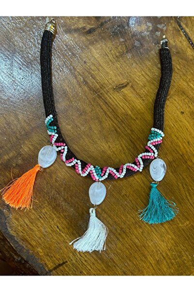 Gönülden Tasarım 35X1 CM Colier cu guler cu ciucuri cu margele - Accesoriu pe...