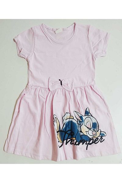 neocotton Rabbit Printed Cotton Combed Dress for Girl - Short Sleeve