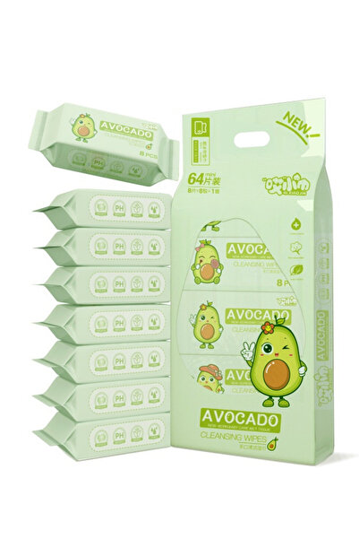 UĞURDAN Avokado Tasarımlı Mini Soft Islak Mendil 8'li Paket Cep Mendil