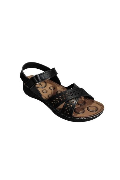 GEZER Cream Black Laser Printed Women's Sandals
