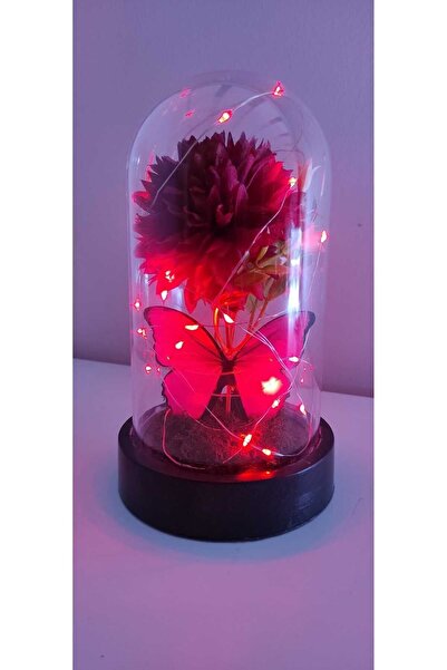 LOTUSS Kelebek buketi çiçekli fanus Sevgiliye Hediye Işıklı Hediyelikler