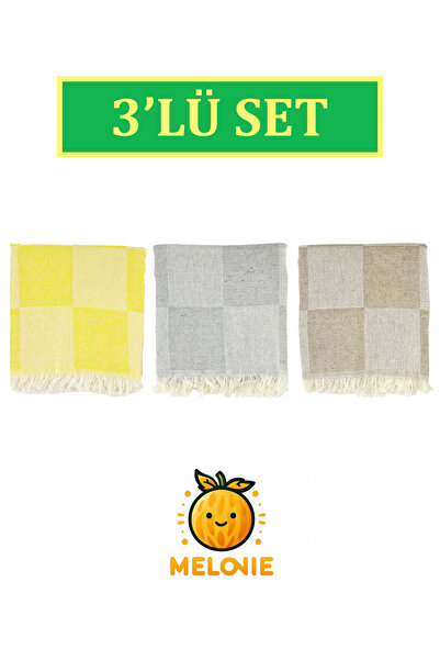 MELONIE Dama Sa deznom 3-dijelni set peštamala - peškir za plažu, 70x155 cm