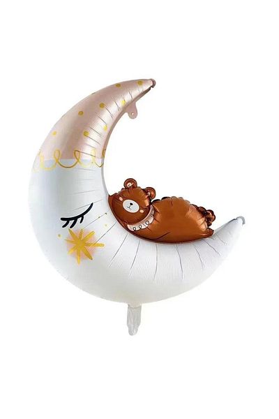 Deniz Party Store 86x76 cm Moon Foil Balloon with Bear - 1 Piece