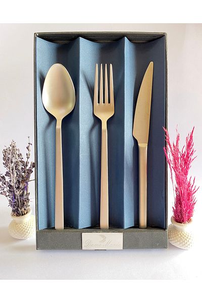 Dame Marie Matte Silver Cutlery Set for 6 People - Suitable for Daily Use