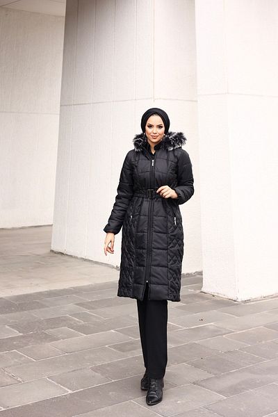 Moda İncir Παλτό Hijab με ζώνη
