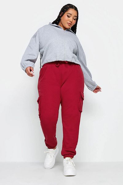 Stil Diva Large Size Cargo Jogger Trousers with Elastic Leg and Pocket Detail -302771