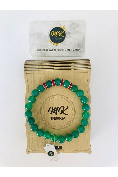 MK tasarım Green Agate Stone Bracelet - Real Mkt5002