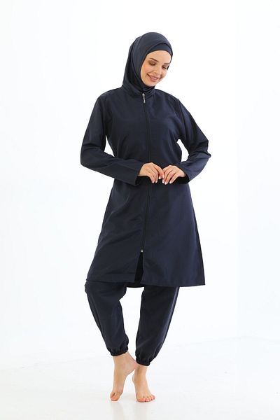 MEBA Μαγιό αλεξίπτωτο 4 τεμαχίων με φερμουάρ Navy Blue Full Covered Hijab