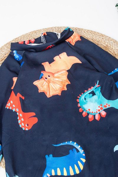 TRENDİMİZBİR Men's Long Sleeve Sea Horse Swimsuit