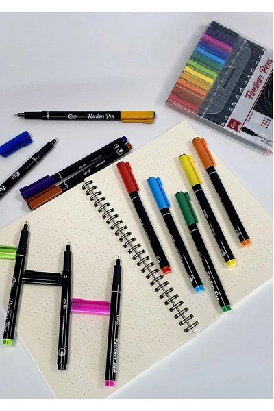 Cengo Fineliner 0.4 Mm Fine Tip Writing and Drawing Pen 12 Colors