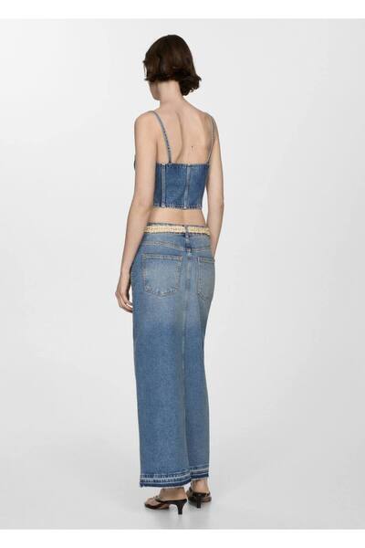 MANGO Woman Krátka džínsová blúzka