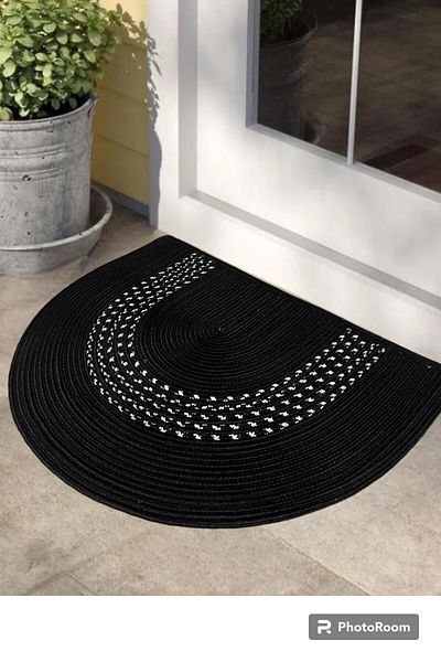 Türkmen Ev Tekstil Bohemian Style Gray Jute Mat - Washable Door