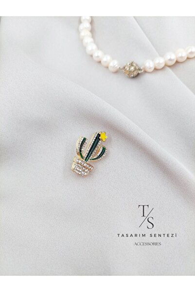 Tasarım Sentezi Broş Metal Rozet Kaktüs Taşlı Texas Bitki Cactus Teksas Yaka ...