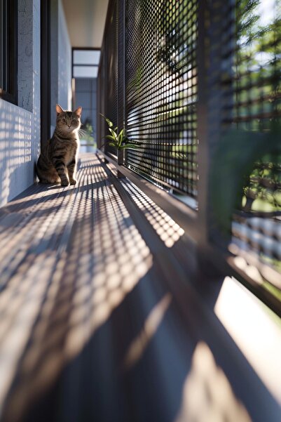 Vonkap Balkon Filesi / 1x3mt Kedi Köpek Evcil Hayvan Koruma, Siyah