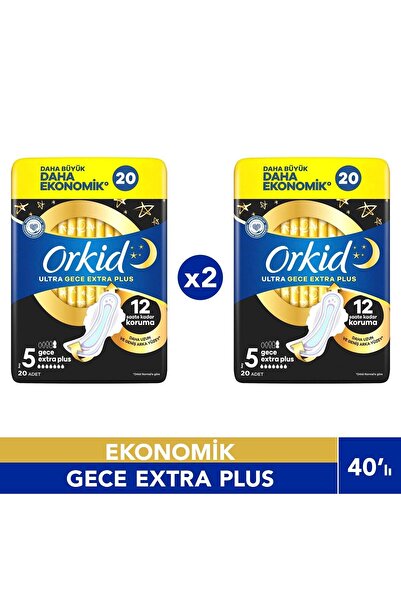 Orkid Ultra Gece Ekstra Plus (boy 5) 20 Adet Hijyenik Ped 2 Adet