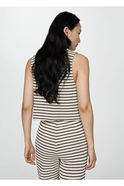 MANGO Woman Δαντελένια μπλούζα με ρίγες