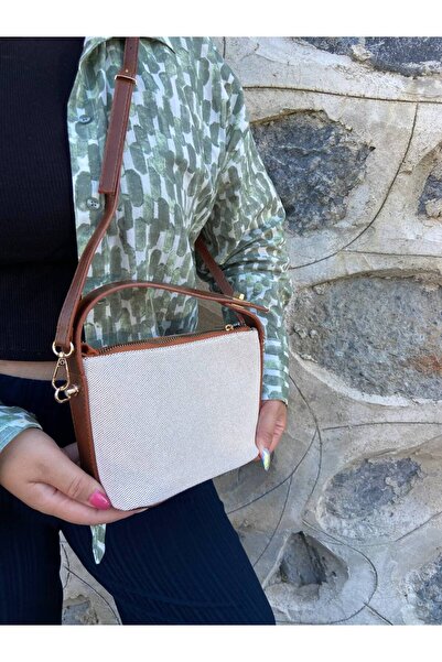 Daj Company Жіноча сумка через плече з золотистою застібкою, ручками з льону ...