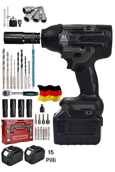 SCHUTZENGER Alman 850Nm 976VX 20Ah Akülü Torklu Somun Bijon Sökme Takma Sıkma Kömürsüz Matkap 15 Pilli Batarya