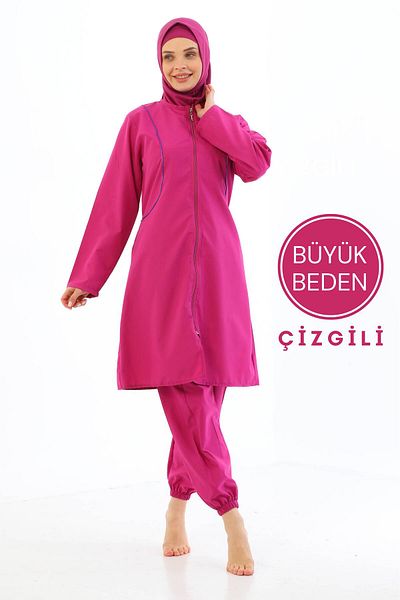 MEBA Αλεξίπτωτο 4 τεμαχίων με φερμουάρ Dusty Rose Full Covered Hijab μαγιό