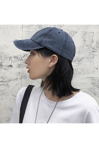 Kardelen Butik Denizli Șapcă unisex de pânză denim bleumarin de super calitate (albastru marine)