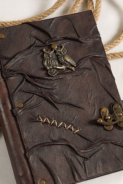 GUETTA Handmade Genuine Leather Daily Scrapbook Shamua Paper Owl