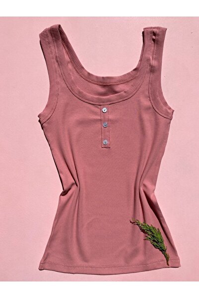 LEYNA BUTİK Women's Corduroy Athlete - 3-Piece Black, White and Dried Rose Color Detailed Thick Strap and Button