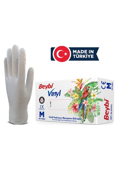 Beybi Vinil Pudrasız Muayene Eldiveni Mdr 100'lük Kutu - Small Beden