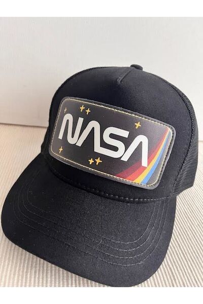 CosmoOutlet Чорна кепка з сіткою та знімним логотипом NASA для чоловіків та жінок