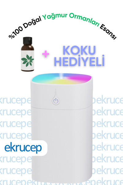Ekru Cep 400ml Hava Nemlendirici Buhar Makinesi ve Aroma Difüzörü - Yağmur Or...