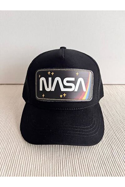 CosmoOutlet Чорна кепка з сіткою та знімним логотипом NASA для чоловіків та жінок