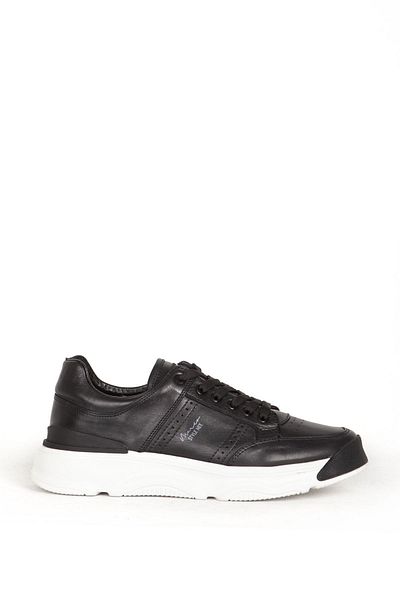 MARCOMEN Men's Comfort Casual Shoes - Genuine Leather, Thick Sole, Black 19472