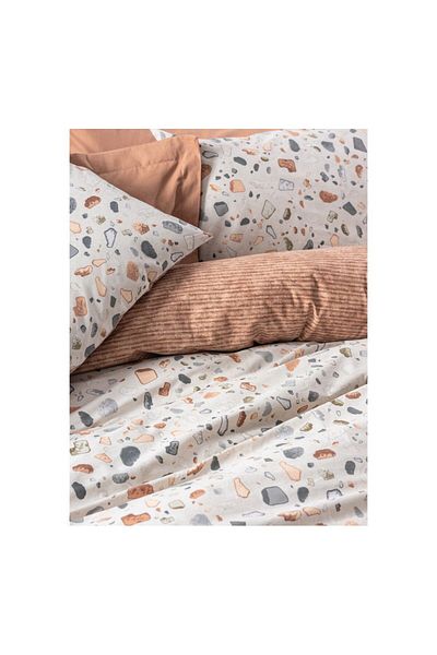ŞENER HOME Set cuvertură de pilota dublă Cottonbox Minimal - cearșaf de îmbrăcăminte, caramel onix