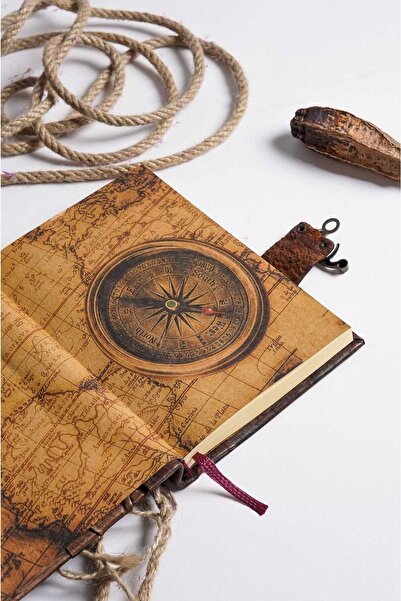 GUETTA دفتر مذكرات يومية مصنوع يدويًا من الجلد الطبيعي مفتاح ورق شامو