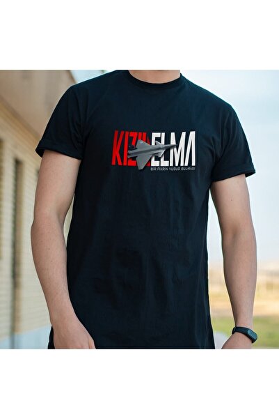 Crea Eymer Wear Чорна бавовняна футболка з цифровим принтом Siyah Kızılelma I...