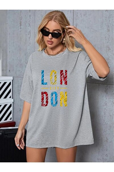 oneagılyazı Μπλουζάκι London City Printed Unisex Oversize