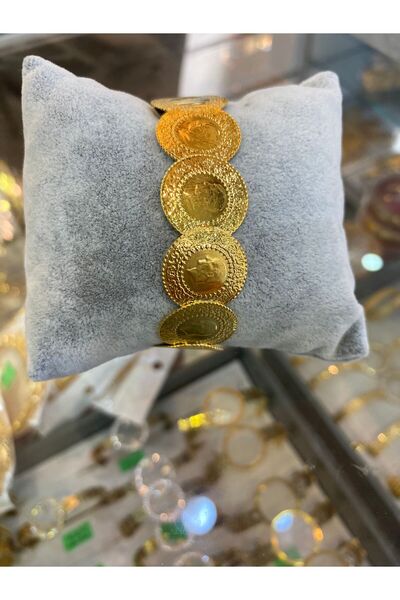 gülen dm Altın Kaplama Yapışık Sıralı Çeyrekli Bilezik
