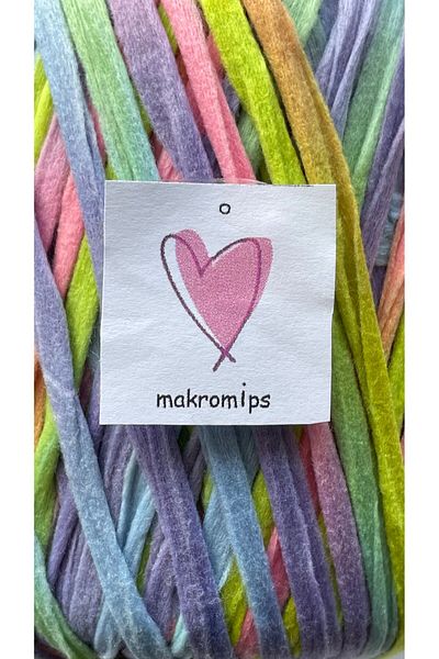 Makromİps PREMIUM MIX SOFT RAFFIA - 50gr 65m Μαλακή τσάντα, Πολύχρωμη και Φυσική Μαρμάρινη