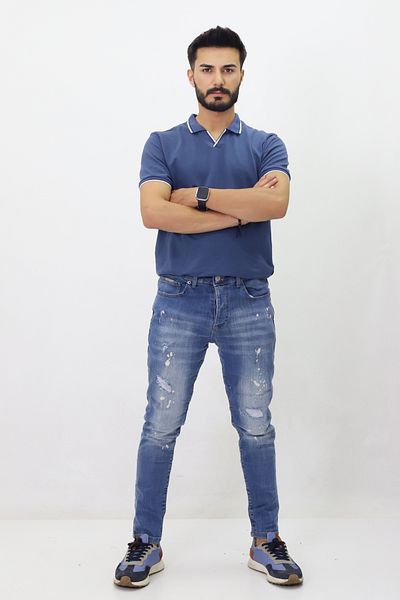 GZT TEKSTİL Висококачествени мъжки дънки - тесни крачоли, нормална талия (0934)