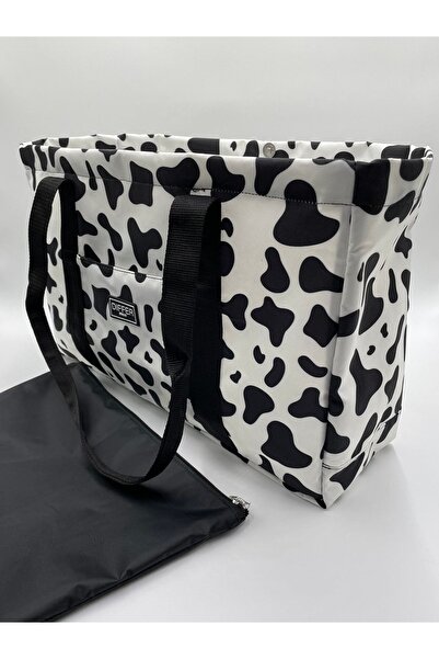 Differ Inek Desenli Su Geçirmez Siyah Iç Çantalı Plaj/kol/omuz/spor Çantası