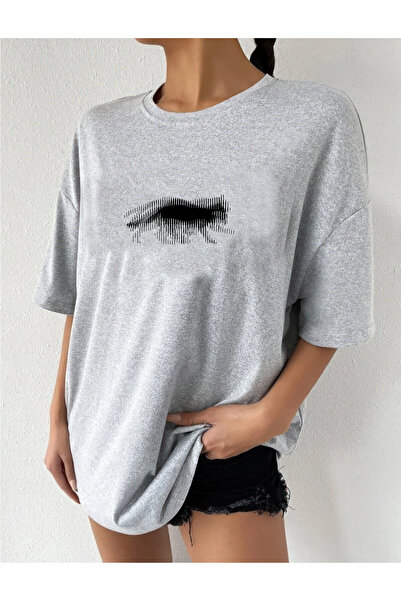 oneagılyazı Υπερμεγέθη μπλουζάκι από χτενισμένο βαμβάκι με στάμπα Tiger Illus...