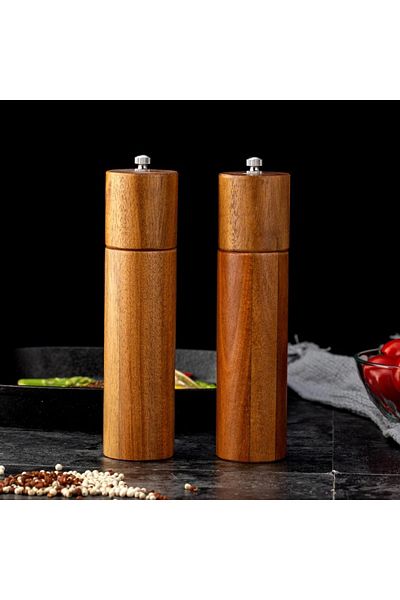 ebulduk Acacia Wooden Salt Spice Mill - Set of 2 Salt Shakers