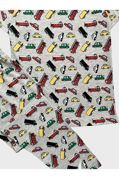 ALİŞ KİDS Boy's Cotton Summer Pajama Set - Car Pattern, Short Sleeve