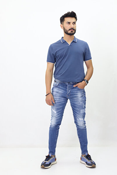 GZT TEKSTİL Blugi pentru bărbați de înaltă calitate - picior subțire, talie normală (9509)