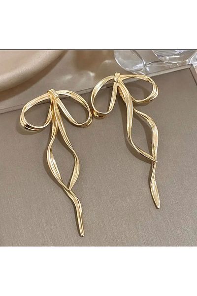 MISS BRIGHT Bow Gold Pendant Earrings