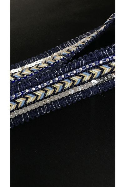 Ozpas Blue Ethnic Decorative Stone Ribbon 3cm Width 3 Meters